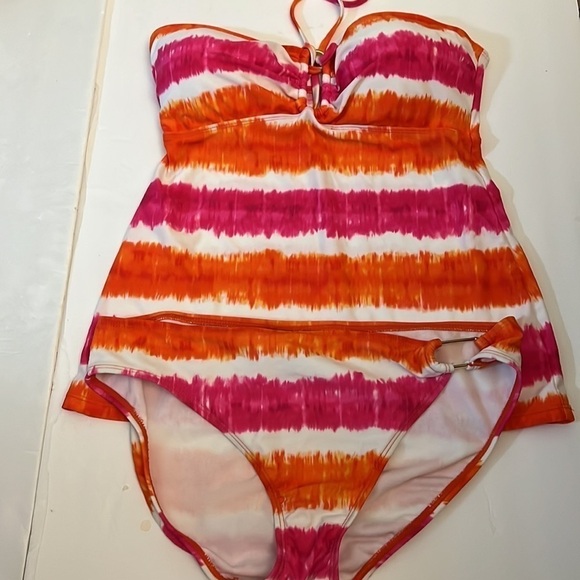 Lauren Ralph Lauren Striped Tankini bathing suit size 8 - Picture 1 of 8